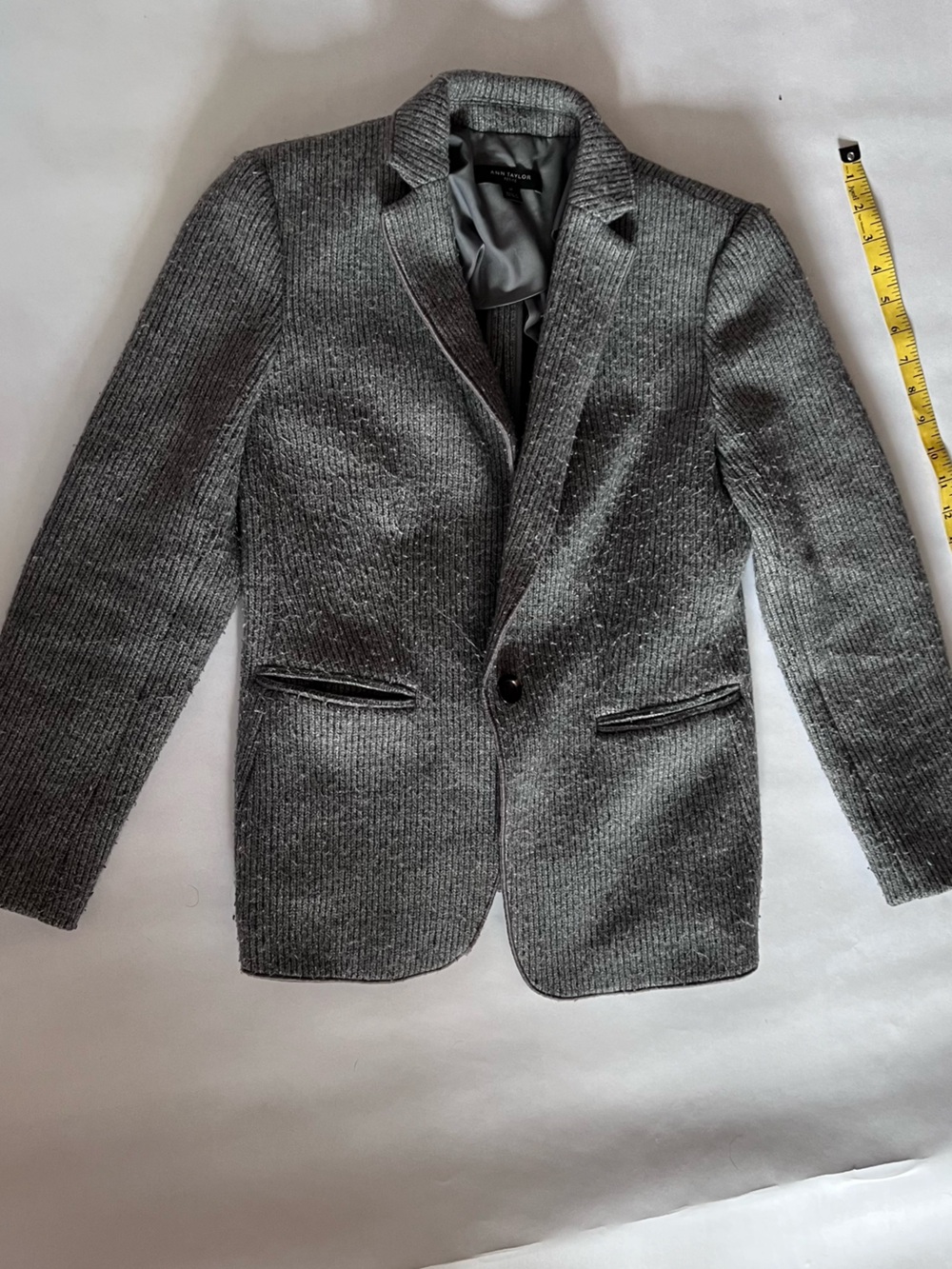 Ann Taylor Women's Gray Ribbed Knit Blazer